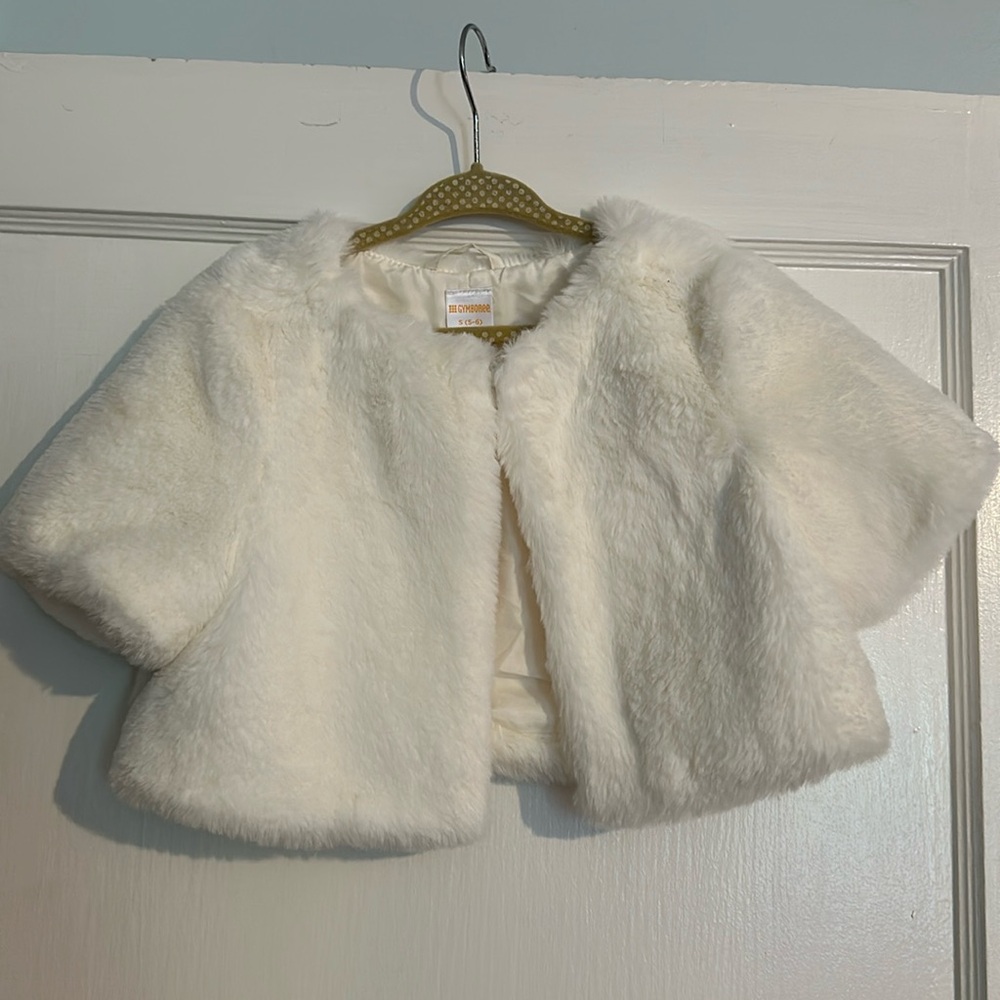 Gymboree white/cream fur shrug size 5-6